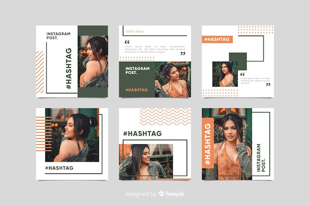 Instagram post template with various collections