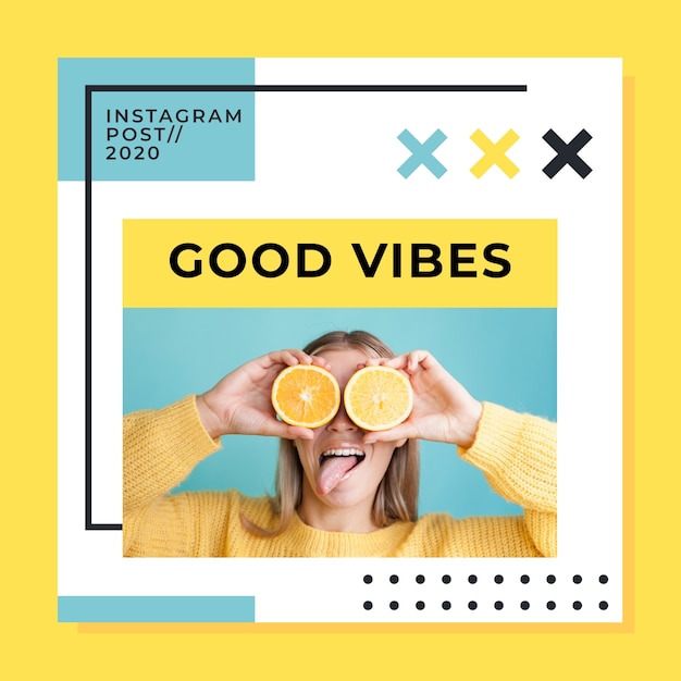 Free vector instagram post with good vibes