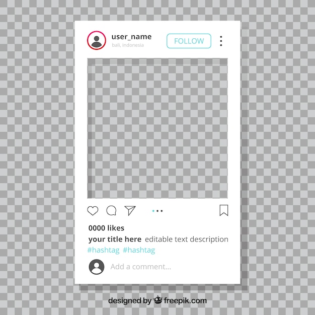 무료 벡터 투명한 배경의 instagram 게시물