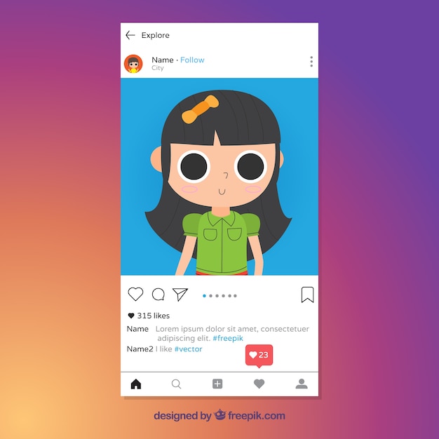 無料ベクター 透明な背景を持つinstagramの投稿