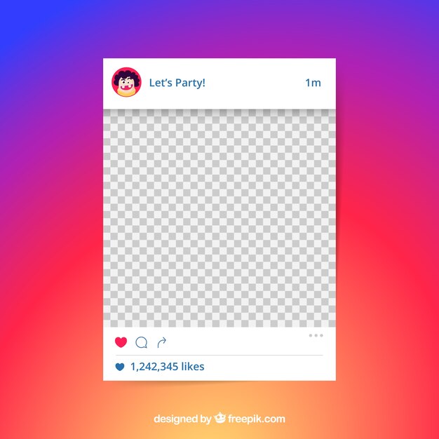 투명한 배경의 Instagram 게시물