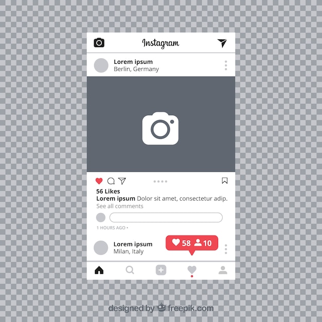 Vettore gratuito post instagram con sfondo trasparente