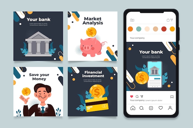 Instagram posts collection for bank and finance