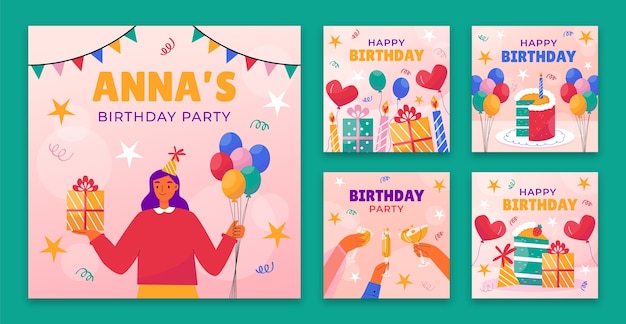 Instagram posts collection for birthday party celebration