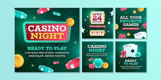 Instagram posts collection for casino night and gambling