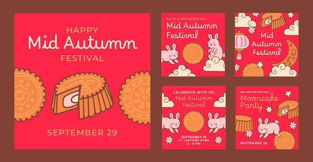 Instagram posts collection for chinese mid-autumn festival celebration