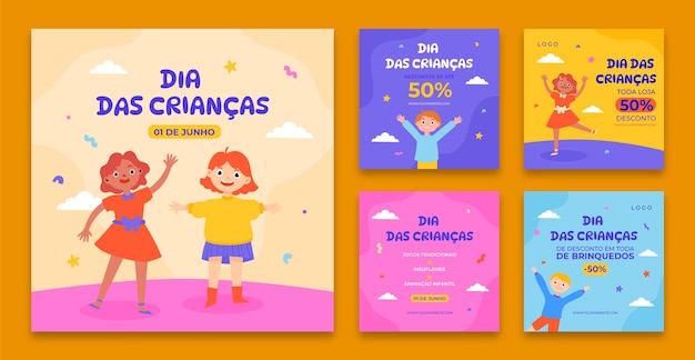 Instagram posts collection for dia das criancas celebration