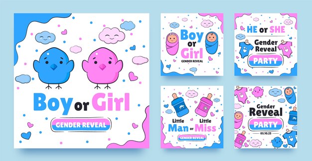 Instagram posts collection for gender reveal party