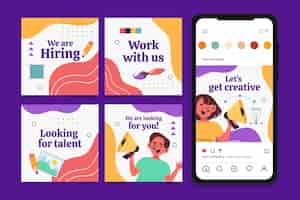 Vettore gratuito raccolta di post di instagram per società di graphic design