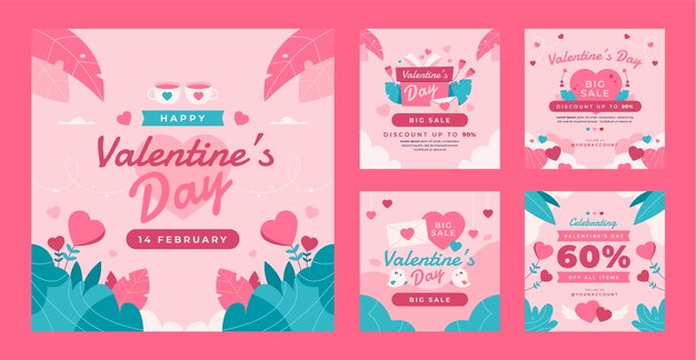 Instagram posts collection for valentine's day celebration