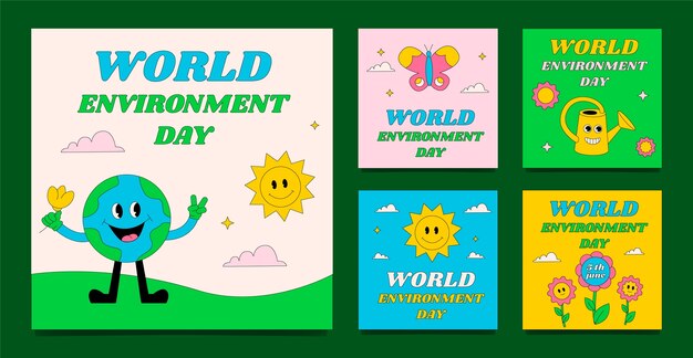 Free vector instagram posts collection for world environment day celebration