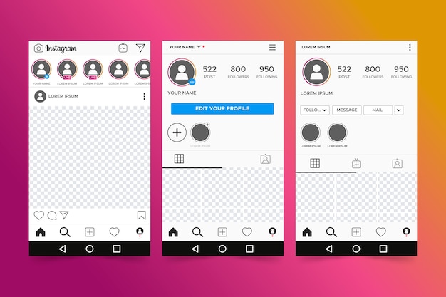 Free vector instagram profile interface template style