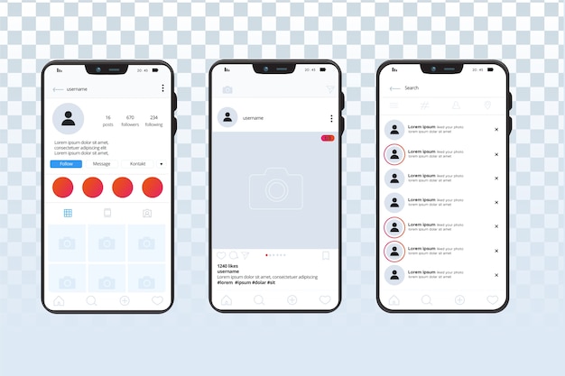 Instagram profile interface template with mobile phone