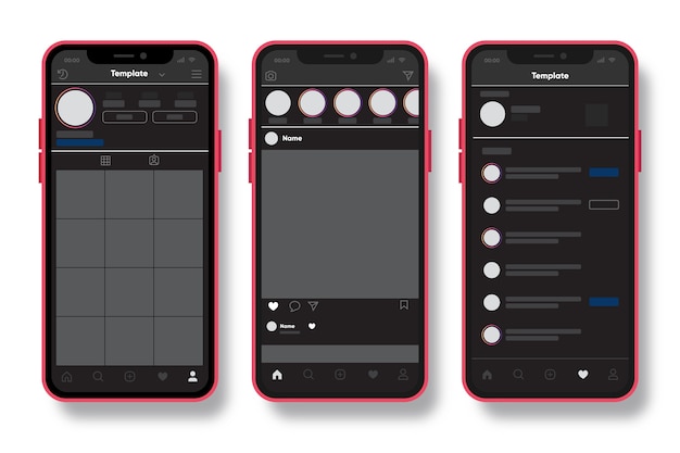 Instagram profile interface template with mobile theme