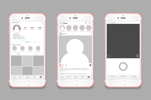 Instagram profile interface template with phone concept