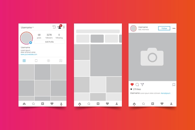 Free vector instagram profile interface template