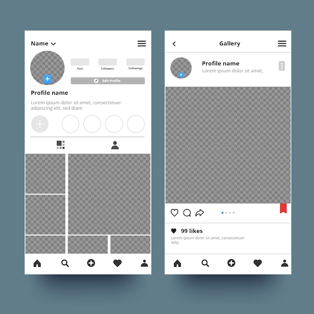 Instagram profile interface template