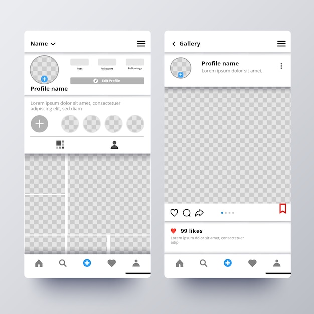 Free vector instagram profile interface template