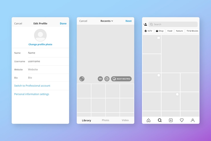 Free Vector instagram profile interface template