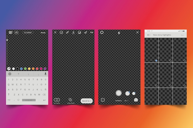 Free vector instagram pstories interface template theme