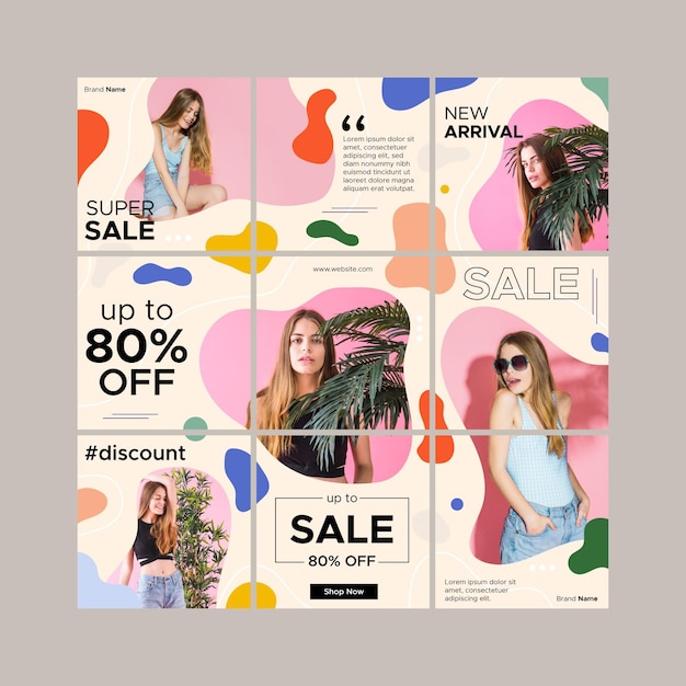 Instagram puzzle feed template with sales