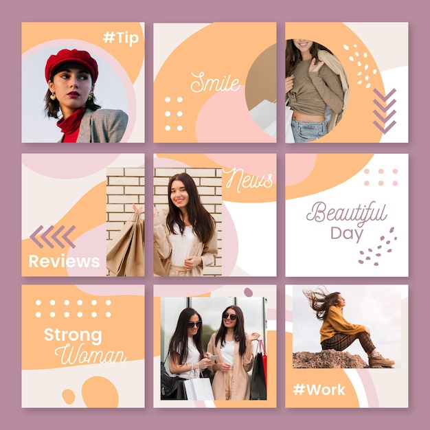 Free vector instagram puzzle feed template