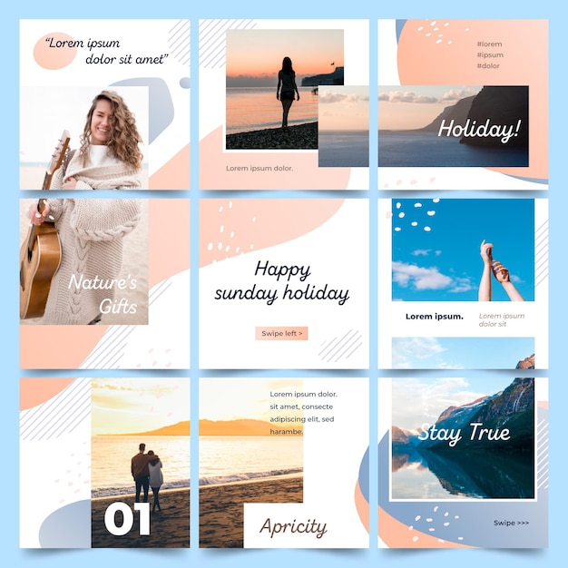 Free vector instagram puzzle feed template