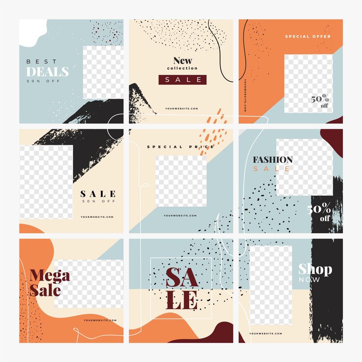 Free Vector instagram puzzle feed template