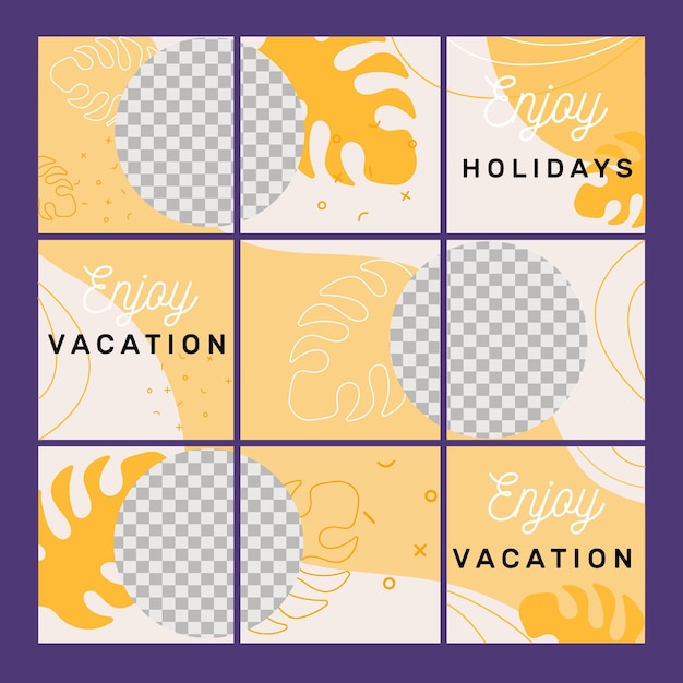 Free vector instagram puzzle feed templates pack