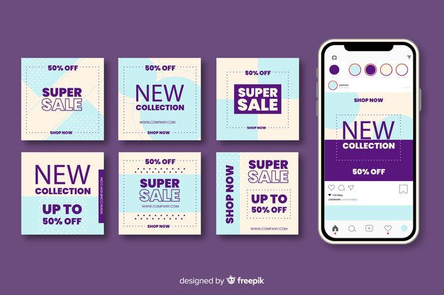 Vettore gratuito collezione post vendita instagram