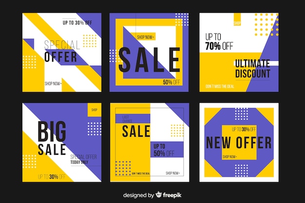 Free vector instagram sale post collection