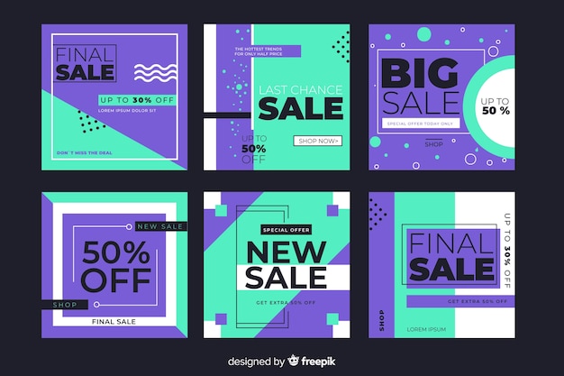 Free vector instagram sale post collection