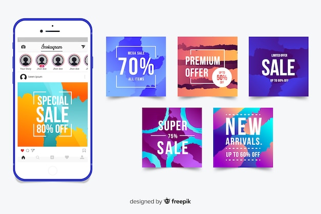 Vettore gratuito collezione post vendita instagram