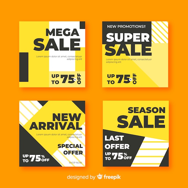 Free vector instagram sales post set