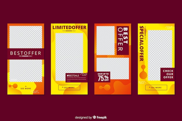 Free vector instagram sales stories set