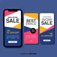 Free vector instagram sales stories set