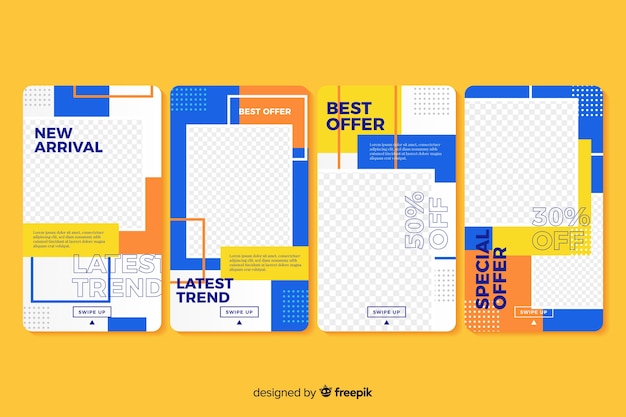 Free vector instagram sales stories set