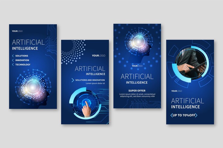 Free Vector instagram stories collection for artificial intelligence science