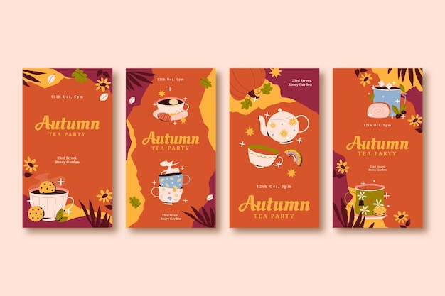 Free vector instagram stories collection for autumn season celebration