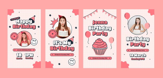 Instagram stories collection for birthday party celebration