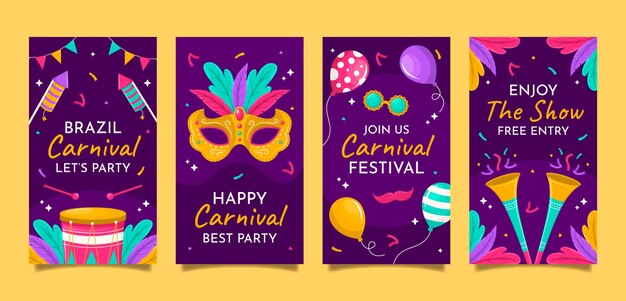 Instagram stories collection for carnival party celebration