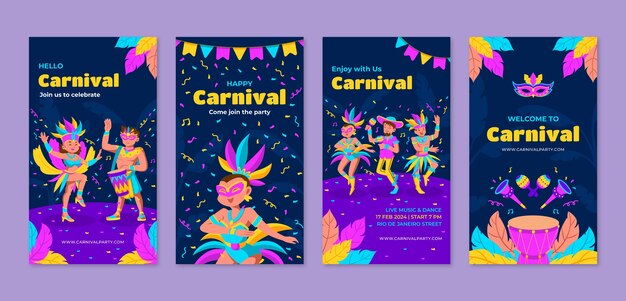 Instagram stories collection for carnival party celebration