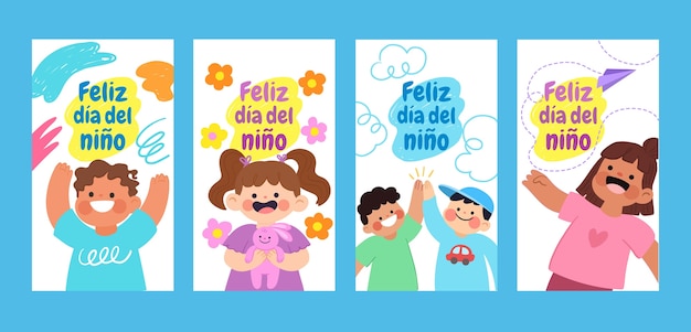 Instagram Stories collection for Children’s Day celebration in Spanish – Free vector download