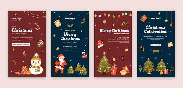 クリスマス シーズンのお祝いのための Instagram ストーリー コレクション