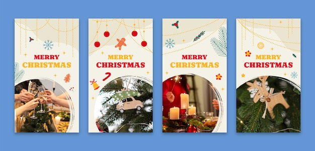 Vettore gratuito raccolta di storie di instagram per le celebrazioni del periodo natalizio