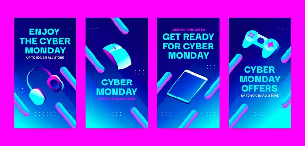 Free vector instagram stories collection for cyber monday sale