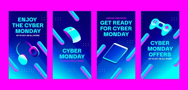 Raccolta di storie di Instagram per la vendita del cyber monday