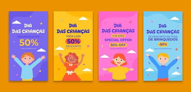 Instagram stories collection for dia das criancas celebration