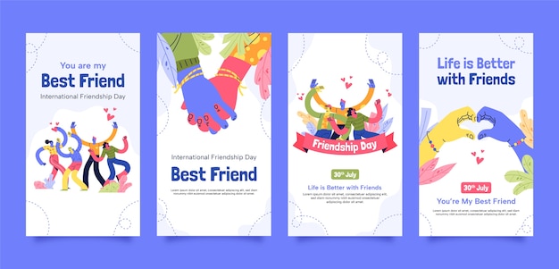 Коллекция историй из инстаграм для празднования дня дружбы