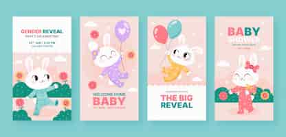 Free vector instagram stories collection for gender reveal party